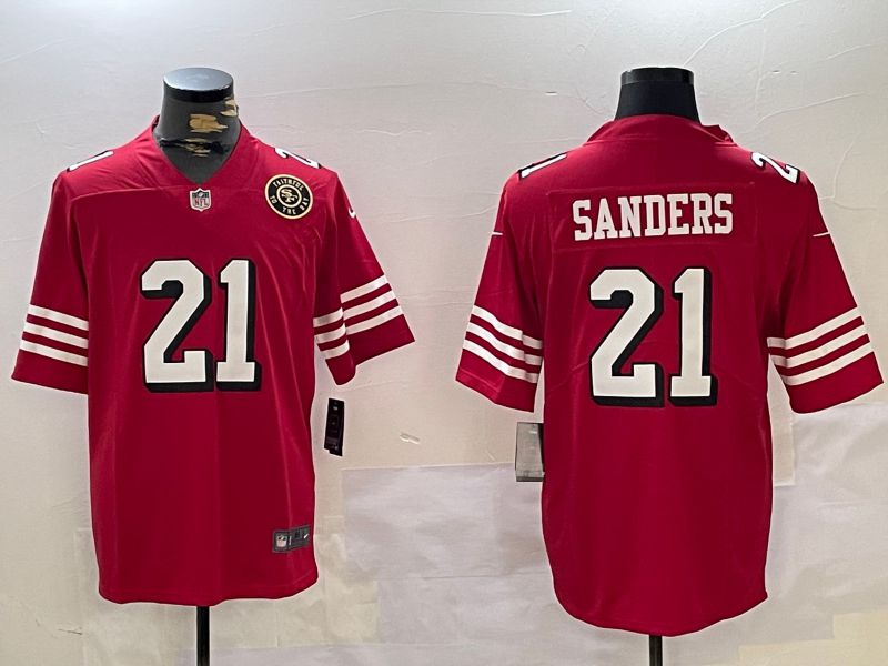 Men San Francisco 49ers #21 Sanders Red 2024 Nike Vapor Limited NFL Jersey style 2